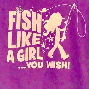 Fish Like A Girl...You Wish! Purple youth tee, NWT